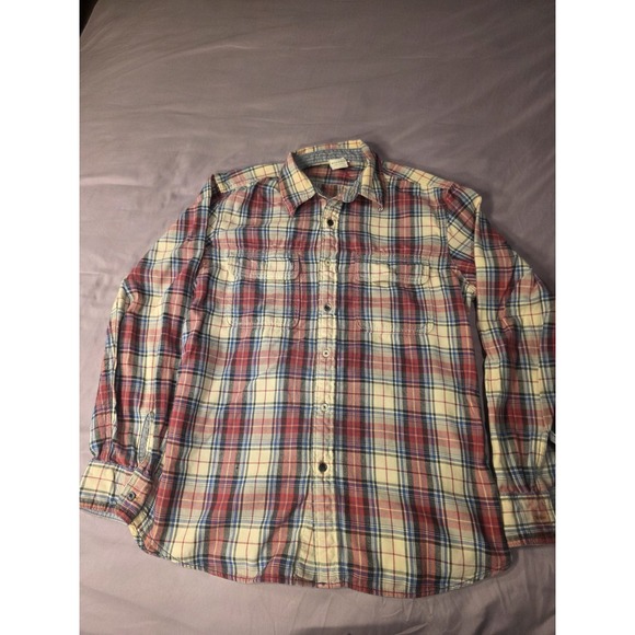 Sonoma Other - Sonoma Button-Down Shirt Mens XL Yellow Red Plaid Long Sleeve